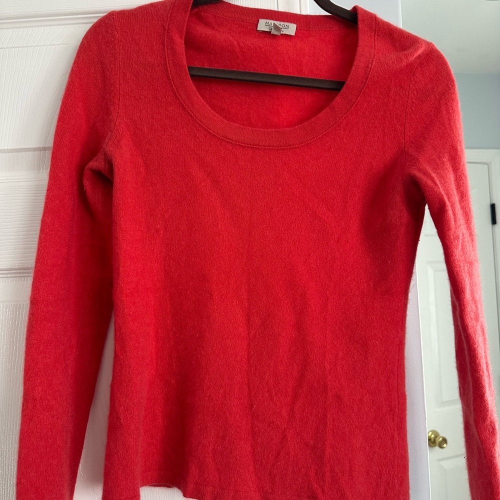 Madison Vibrant Red Crew Neck cashmere Sweater